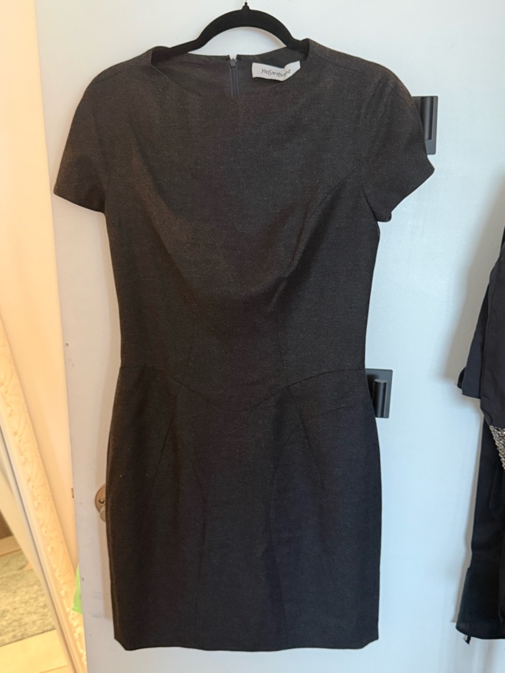YSL Short Black Cap-Sleeve Sheath Dress